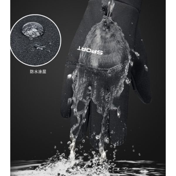 IC Udendørs Sportshandsker Touchscreen Vinter Varme Ride Vindtæt Vandafvisende Fleece Anti-Slip Helhandsker XL Sort