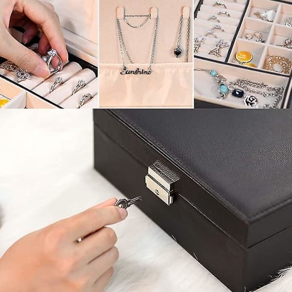IC Smyckeskrin, 2-vånings Case, PU-läder Smyckeskrin Organizer