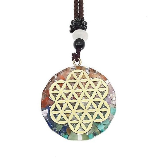 Sju Chakran Orgonit Meditation Reiki Yoga Balans Energistens Orgone Amulet 7 Chakra Hänge Halsband Tröja Kedja Smycken 7 Chakras - I