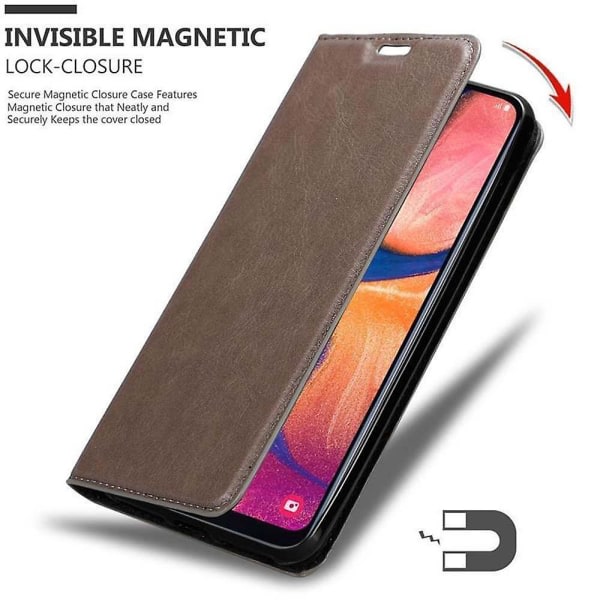 Samsung Galaxy A10e / A20e -kotelo - jalustatoiminnolla ja korttipaikalla COFFEE BROWN Galaxy A10e / A20e