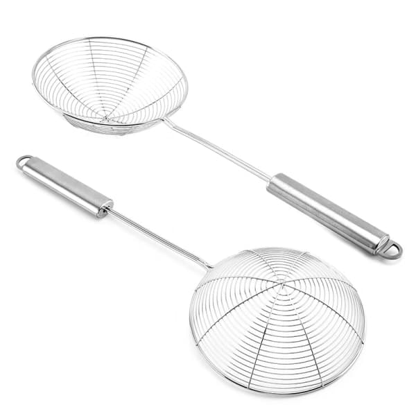IC Rustfritt ståltråd som lekker nett, nuddelsked, steksked, mesh (12cm)