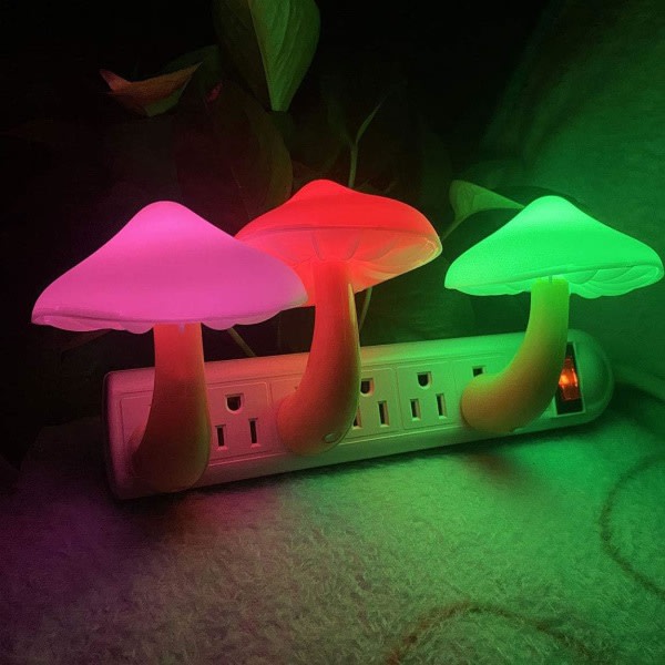 IC LED Indsats Svampe Natlampe med Skumring til Daggry Sensor, LED Indsats Sød Natlampe til Sengesvamp Væghængt Lampe til Børn Natlampe (7 Farver)
