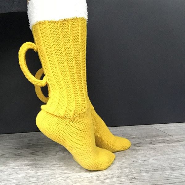 IC Julklapp 3D Öl mugg strumpor Unisex Winter Warm Floor Sock