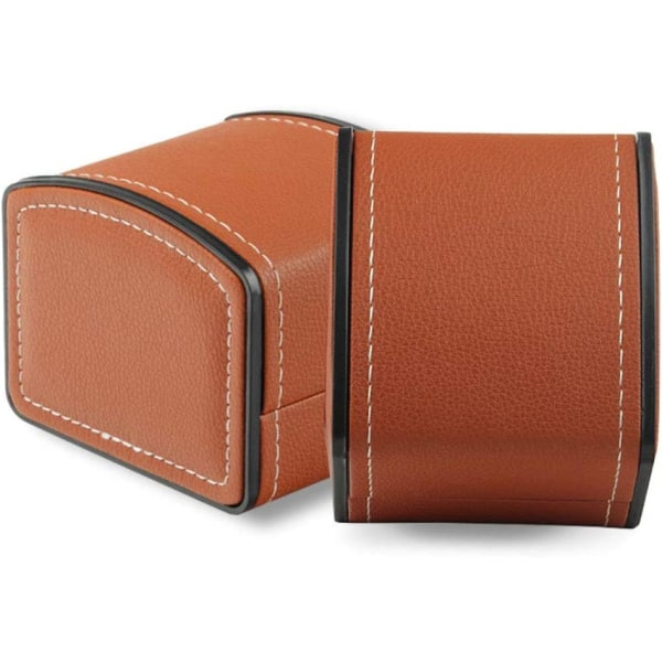 IC Kvadratisk presentförpackning PU-läderarmband Watch Storage Box Enkel Ruts Case för klocka (En brun)