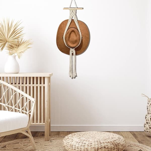 White - Simple Top Model - Bohemian Hat Rack - Cowboy Hat Rack - Behind Door Hat Storage - Hat Storage - Easy to Install
