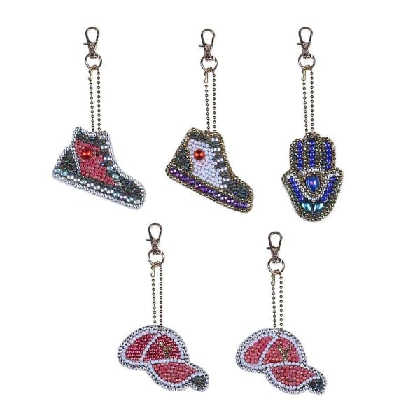 5 st nyckelringar, handgjorda DIY, skor och hattar 5-pack IC