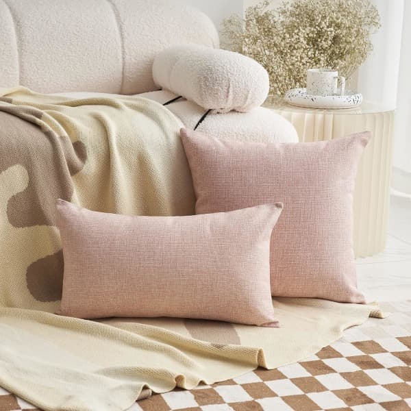 IC Rosa Dekorativa Kuddfodral 18x18 Set med 2 Slängkuddar för Soffa Vardagsrum Sovrum Spring, 18x18 tum, Rosa