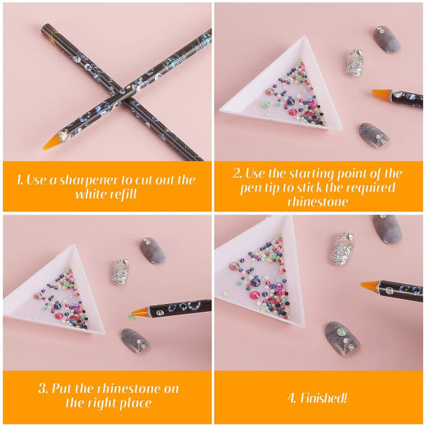 Rhinestone Picker Penna Spiker Point Crayon Selvhäftende Resin Picker Penna Gem Picker Tool for neglkunst DIY-dekorasjon