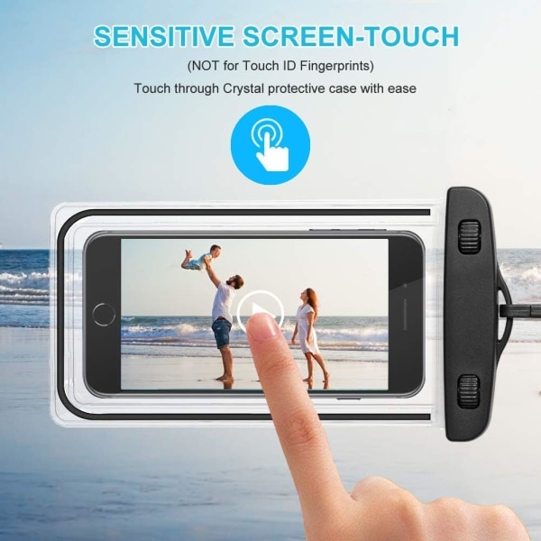IC Universal vandtæt telefonetui, 2 pakninger Stort vandtæt phone case til Iphone 12/12 Pro Max/11/11 Pro/Se/Xs Max/Xr Galaxy op til 6,5\"