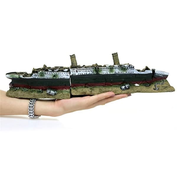 Akvariedekorasjon Synkende Titanic-modell Skipsvrakpynt N Grønn OneSize