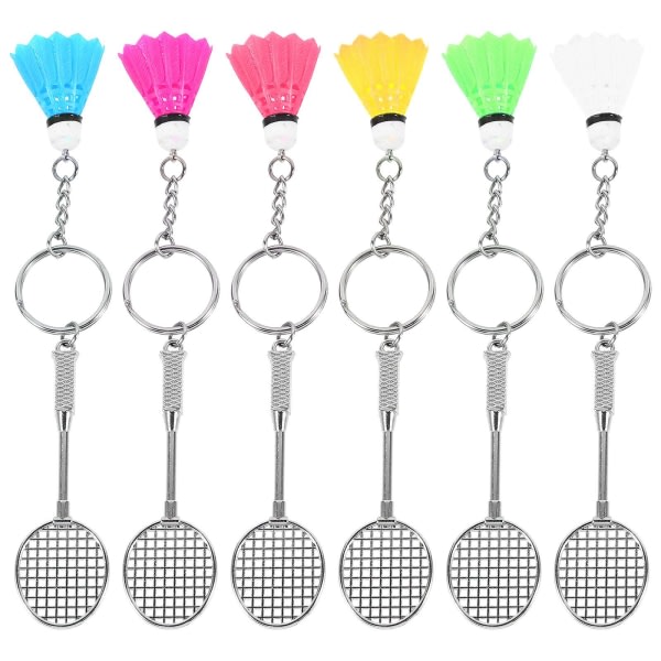 6 st Badmintonhänge Nyckelringer Härliga eativa legeringsnyckelringer (sortert farge) Blandet farge11,4X2 Assorted Color 11,4X2,7CM IC