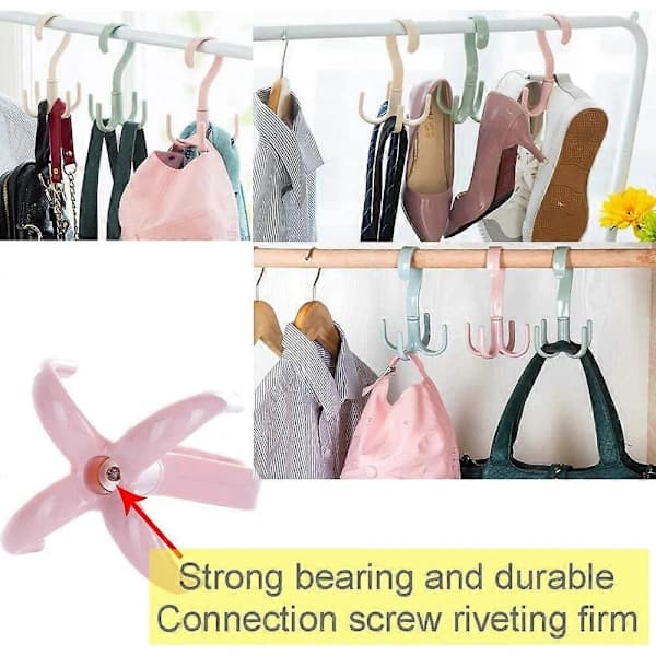 Wardrobe Hanger Organizer Storage Handbag Holder 360 Degree Rotating 4 Hooks [DB]