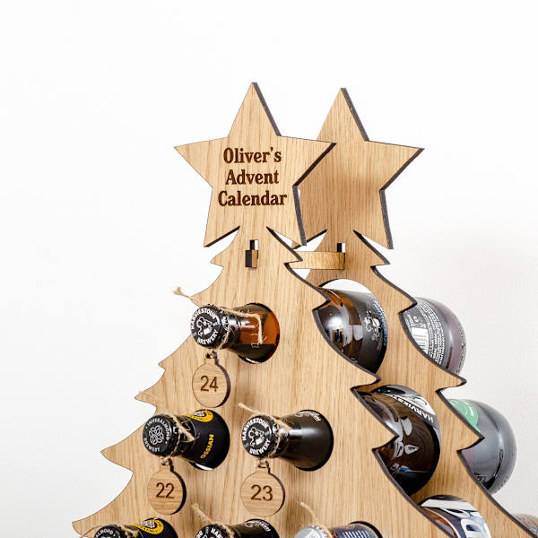 Julgran Adventskalender Trä Öl Vinflaskhållare B B