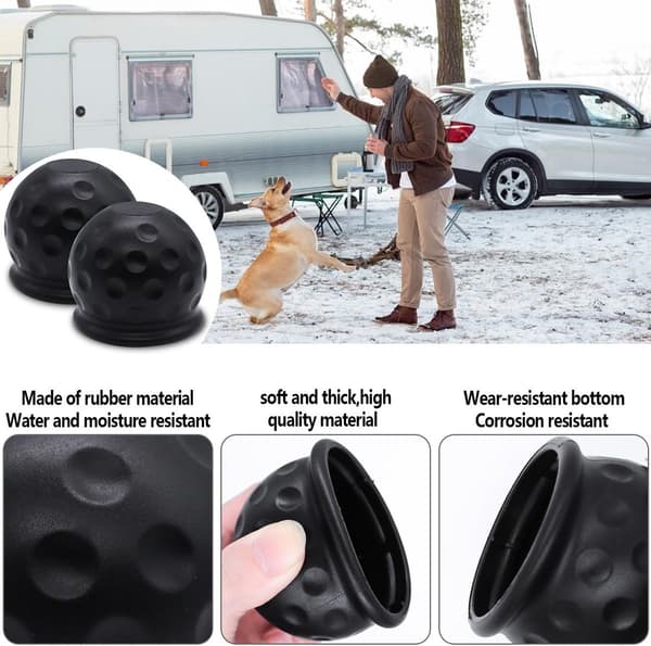 Gummiskydd för dragkula 2-pack, 50 mm skyddshuv för bilar, lastbilar, släpvagnar, golfbollsdesign, svart