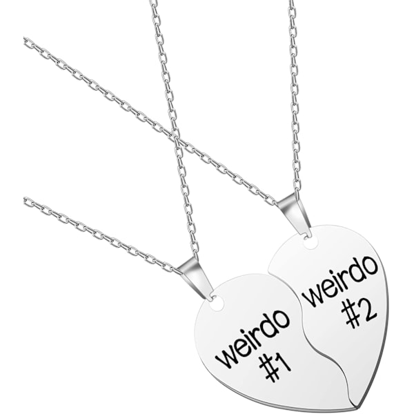 2 stk. Bedste veninde halskæde, Weirdo 1 Weirdo 2 rustfrit stål vedhæng venskabssmykker Forever Split Heart Set