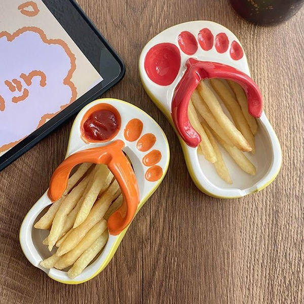 IC Flip Flops Ketchup Sojasås Dipper Bärbar keramisk salladssås Orange