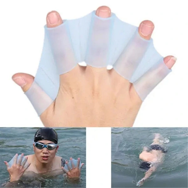 Simhandskar / Simfenor i Silikon Storlek M - Transparent/Blå Transparent