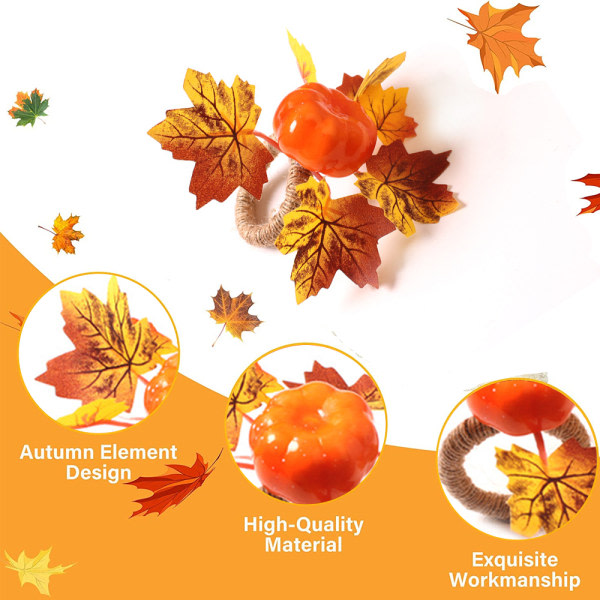 IC Servettringar, julpumpa servettringar för höstens höstlöv dekorationstillbehör