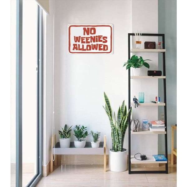 IC No Weenies Allowed Skilt Sjovt Meme Posters, Sovrumsdörrskylt, Sovrum Cool Väggdekor