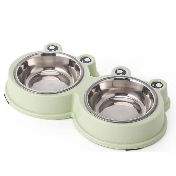 IG Frog Design Dubbel Hundskål Rostfritt stål Hundvalpvatten grön