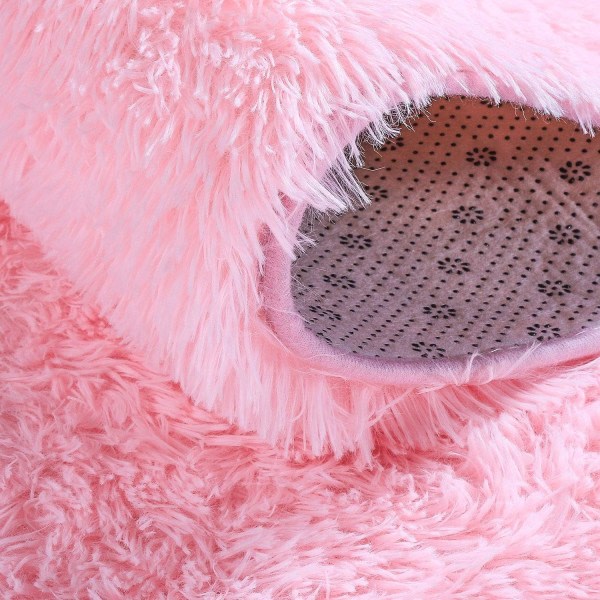 IC Ovala fluffiga ultramjuka mattor för sovrum Plysch Shaggy matta för barnrum Sängbordsmattor, 2,6 x 5,3 fot, rosa