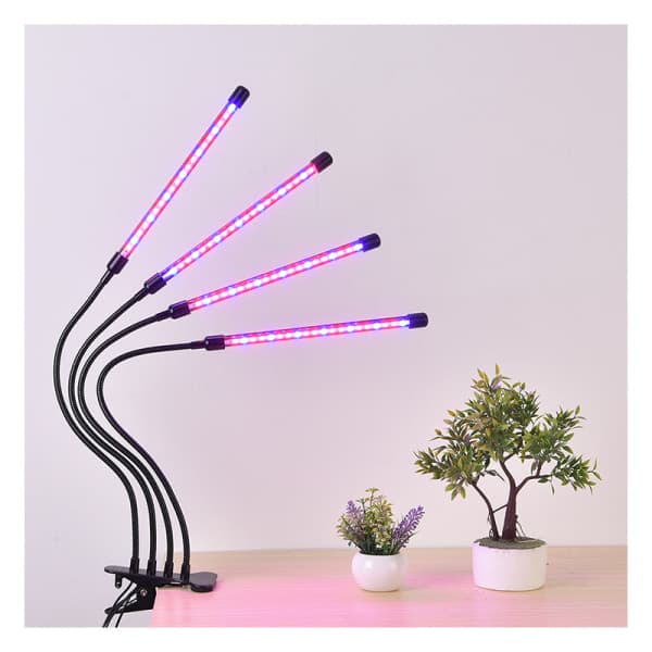 Vækstlampe / plantelampe med 4 fleksible LED lysstofrør