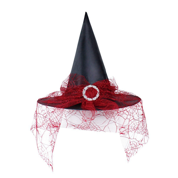 Halloween-hatt lysande häxhatt festdekoration spindelnät trollkarlhatt pumpa varmstämpling svart häxhatt MJ51 Red 2 One Size