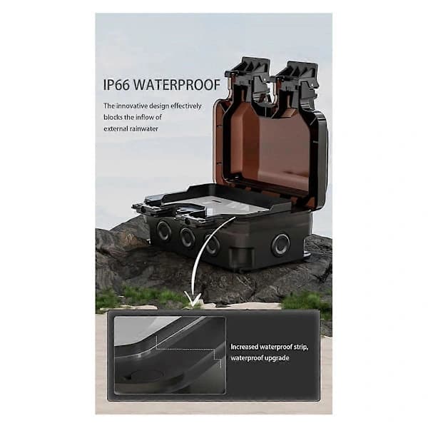 IP66 Waterproof Socket 220V Black Wall Socket Power with Built-in Switch Electrical EU Household Appliance[HK] Black Black Black