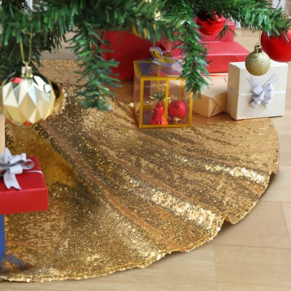 Guld paljett julgran kjol 36 tum Classic Xmas Tree kjol Ornament Merry