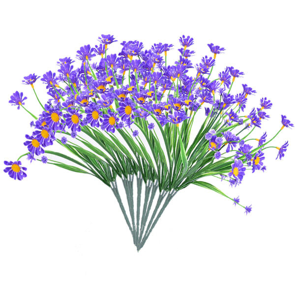 8 buntar konstgjorda blommor för utomhusbruk, UV-beständiga, falska blommor