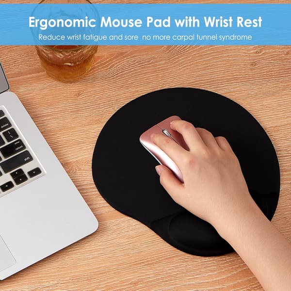 Ergonomisk - musematte - håndleddsstøtte - mus - Tastatur - svart - myk - silikonpolstring - med - gel - sklisikkert - materiale