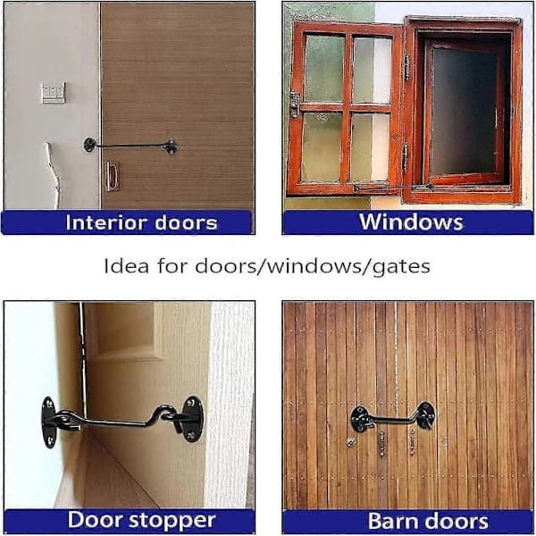 Stainless Steel Cabin Hook, Black - Door Lock Protection - Storm Hooks