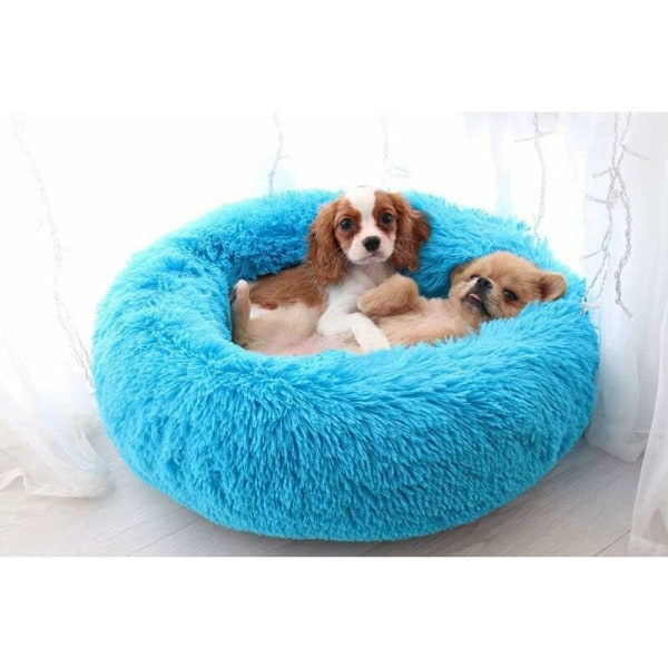IC Stor beroligende pude til hund. Vaskbar hundekurv. Designer Hundesengetøj L- 70cm. Blå farve