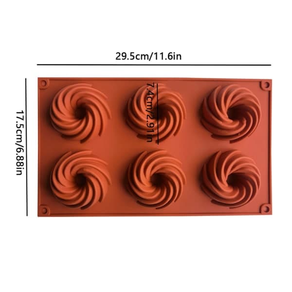 IC 6-hullers spiral silikoneform chokolademousse budding dessert