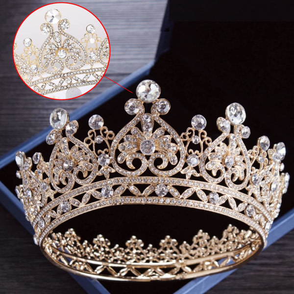 IC Rose Gold Crown Cake Topper Rhinestone Princess Tiara for kvinder