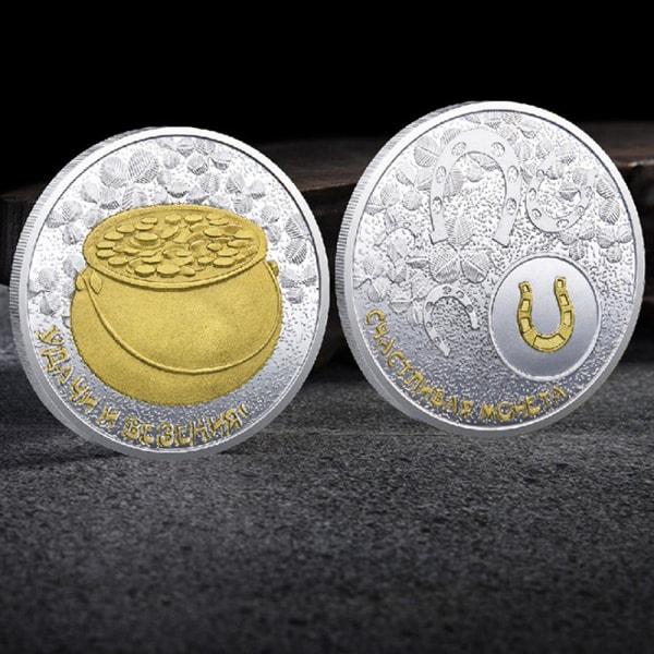 IC Ryssland Lucky Gold Silver Minnesmynt Lycka till ja lycka