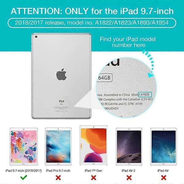 Etui kompatibelt med iPad 2018 / iPad 2017 modell 9.7 tommer - Etui - Rosegull