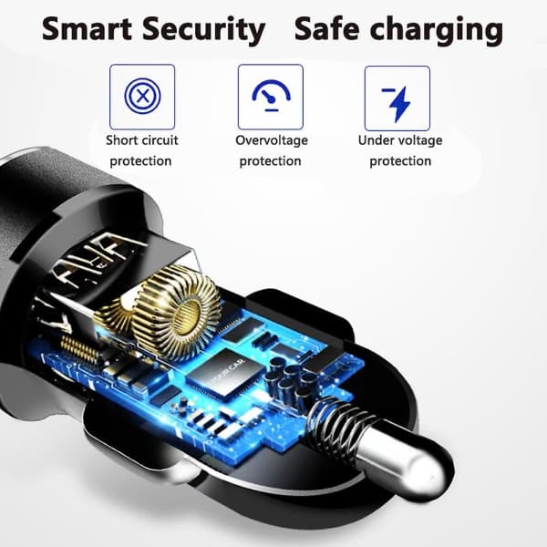 Bil Laddare Quick Charge 3.0, Dubbel USB 2.4a/30w Billaddaradapter