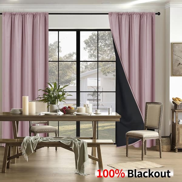 Mörkläggningsgardiner, set om 2 paneler, solskydd för vardagsrum, rosa, 132 x 241 cm