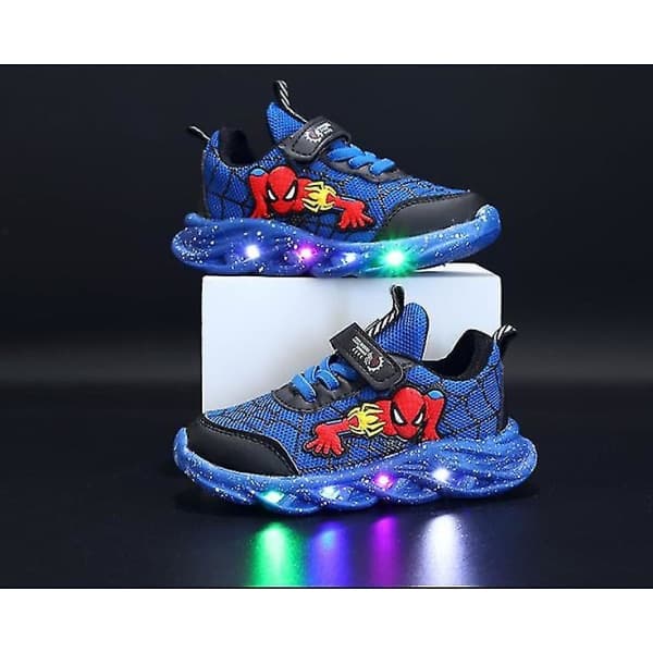 Spiderman Barnsko Nye Gutter Sneakers Med Lys Nye Barnsko Blå 30 IC