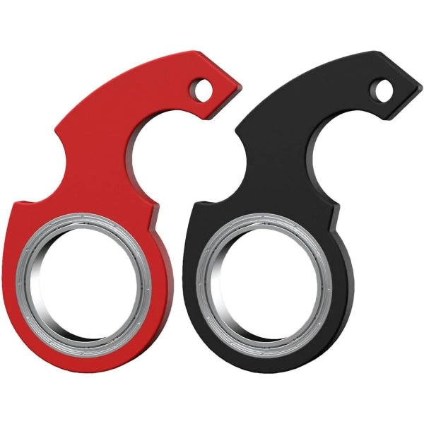 Nøglering Spinner Fidget Ring Legetøj, Nøgle Spinner, Spinnende Nøglering, Fidget Nøglering, Sanse Legetøj Sort og Rød IC