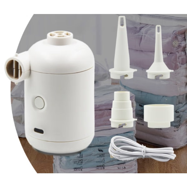 IC Vit mini sähköpumppu, USB kannettava leirintä sähköiset ilmapumput, nopea täyttö ja tyhjennys, 3 suutinta ilmauimaleluille