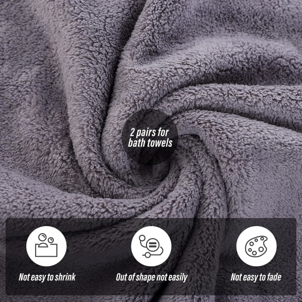 IC 2-pack premium set - Snabbtorkande - Mikrofiber Korallsammet Högabsorberande Handdukar - Multifunktion (grå)