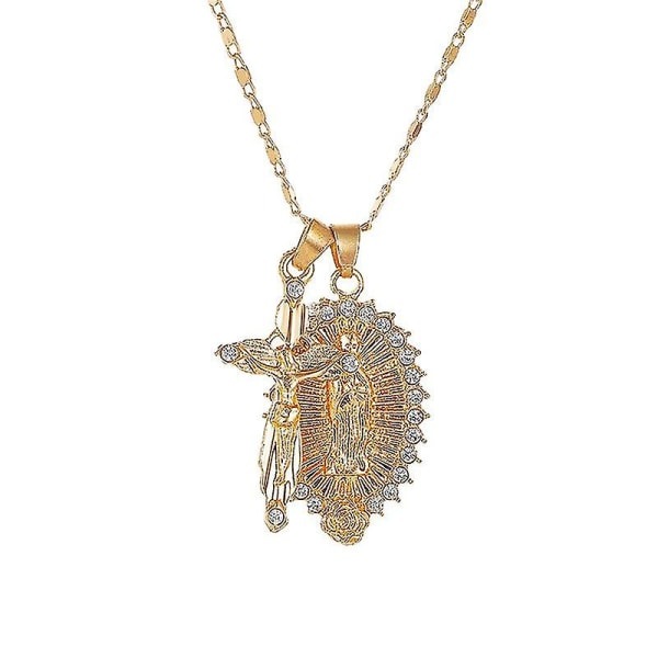 Korshalsband + Jungfru Maria Halsband Kors Herrens Bön Män och kvinnor Strasshänge Jungfru Maria Kragekedja Smycken