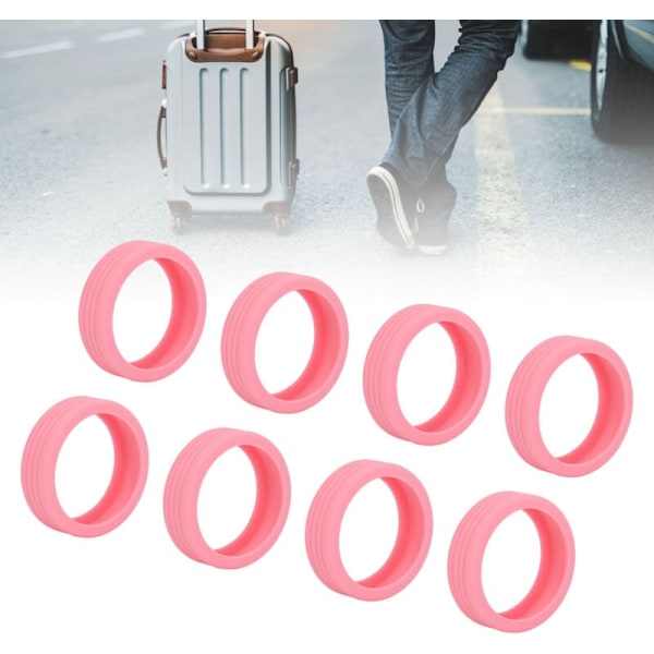 8 st Silikonskydd för Bagage, Effektivt Bullerskydd, Vattentätt Hjulskydd för Resväska, Rosa, DUBUNS