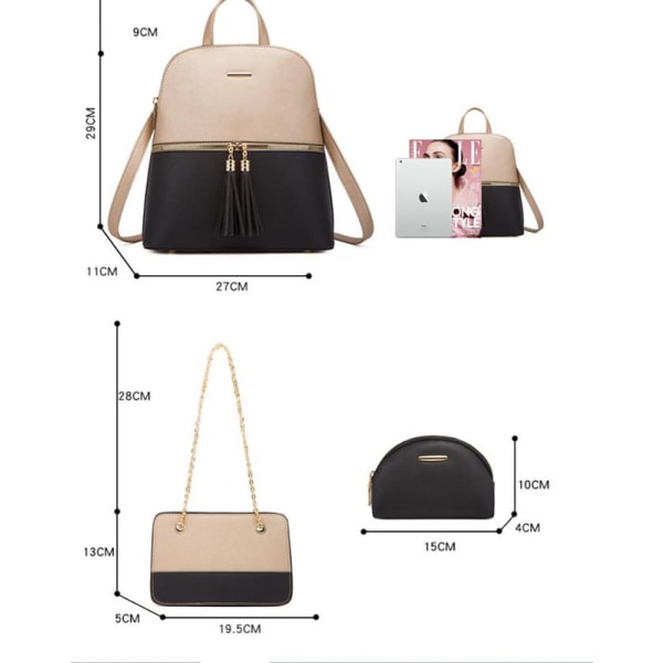 IC Rygsæk Sort/Khaki Vandafvisende Nylon Skoletaske