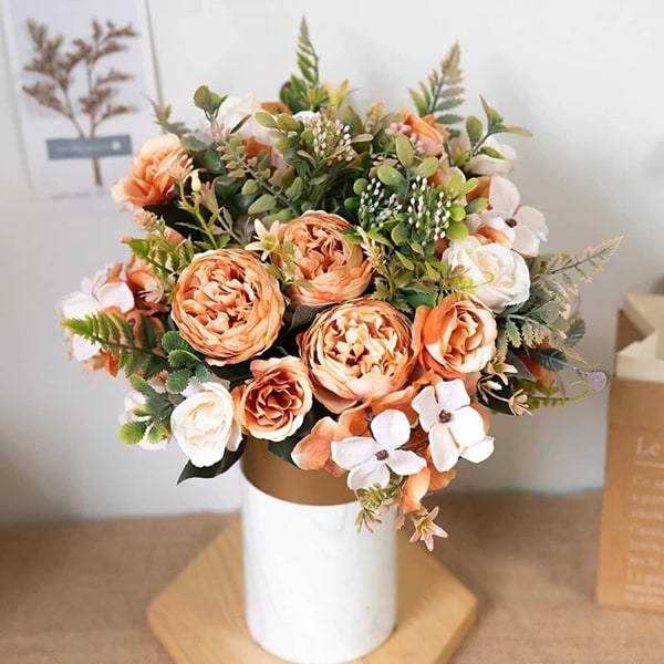 IC Kunstige Blomster, 2 ST Kunstig Pion Falsk Rose Silke