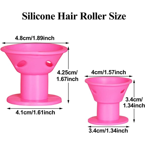 60 kpl Magic Silicone Hair Rollers Ei Klipsi Silikon Curlers Ammattimainen Hiustyyli Työkalu Tarvikkeet, Ei Lämpöä Silikoni Hiustulpat (Pinkki)