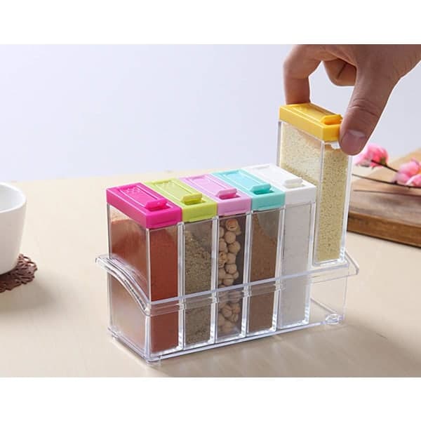 6 Kryddburkar, Salt- och Pepparshaker i Plast med Lock, Transparent