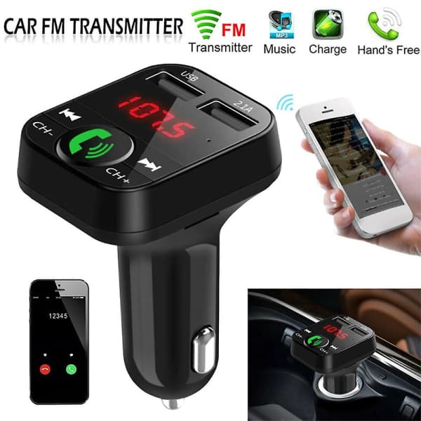 Langaton Bluetooth Auto FM-lähetin 2 USB-laturia Aux-sovitin Handsfree